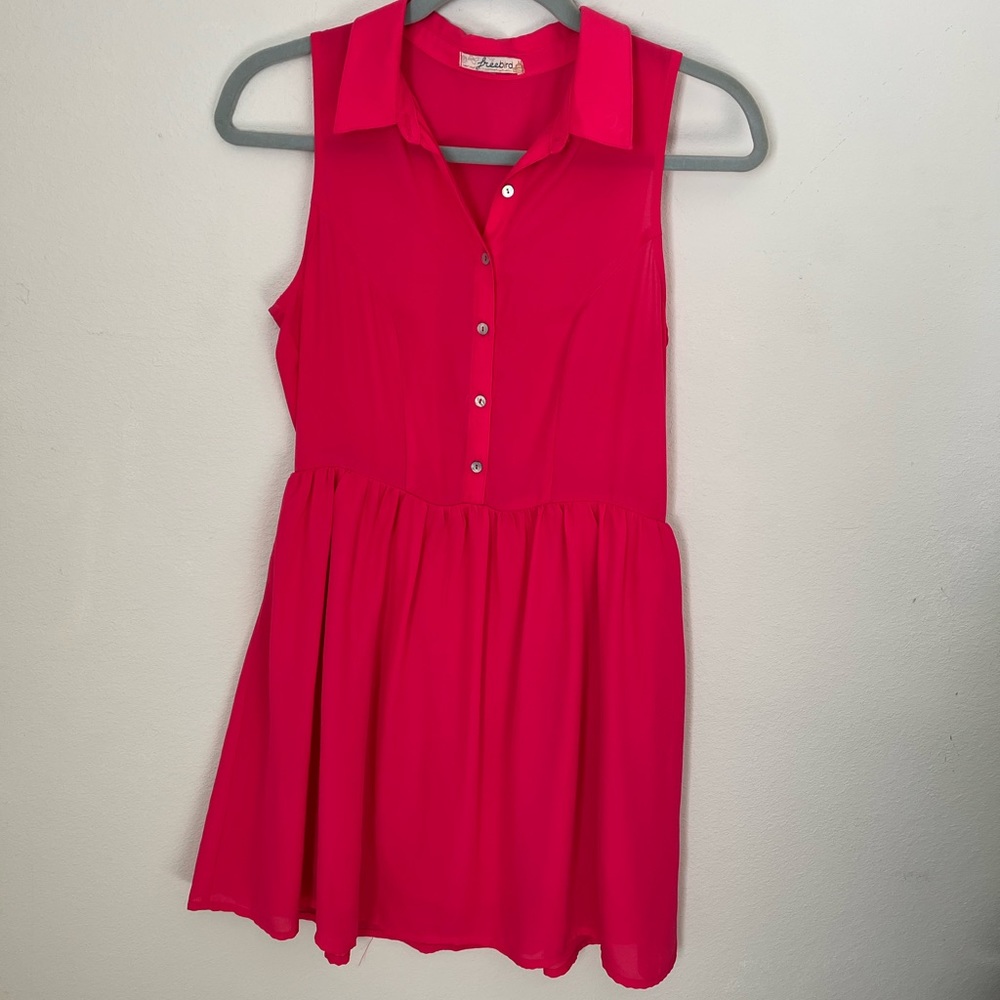 Pink Freebird a-line fit and flare dress Large
